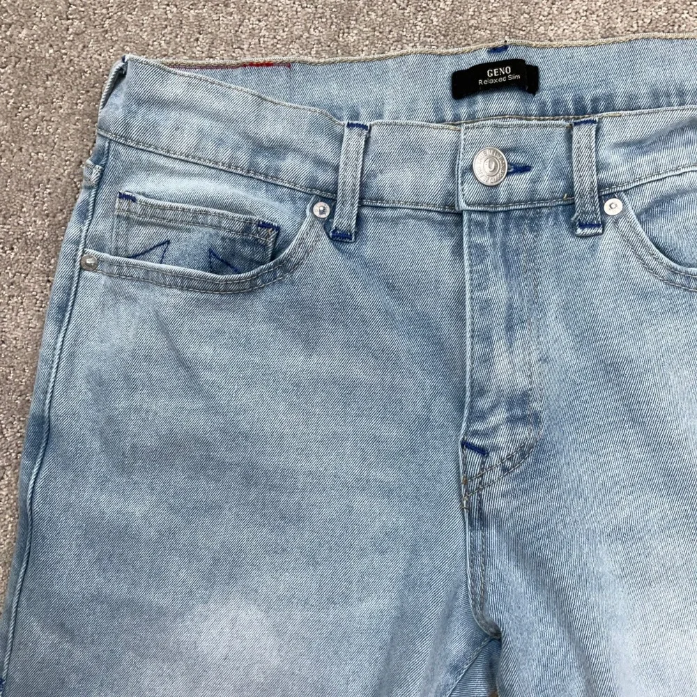 True Religion Geno Jeans Mens 33 Blue Fade Y2K Relaxed Slim Urban Iconic Denim